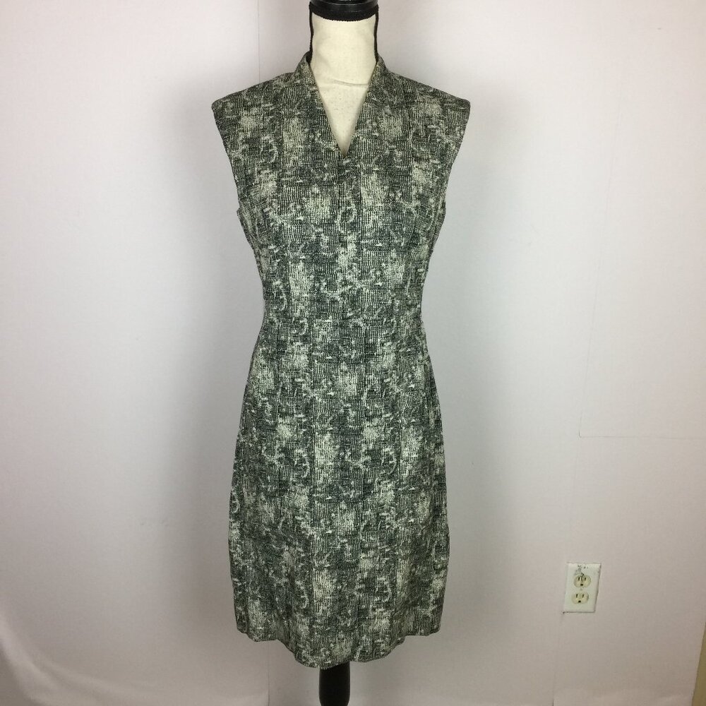 MM. LaFleur The Aditi Sheath Dress Sz 8 Womans Black & Ivory Crackle Sleeveless